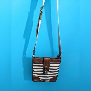 Chaps Navy Striped Handbag